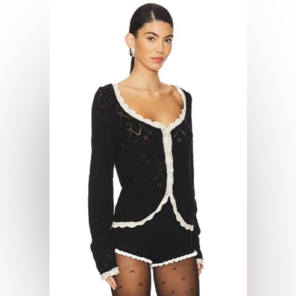 Adelene Cardigan in Black Cream Combo - Picture 5 of 5